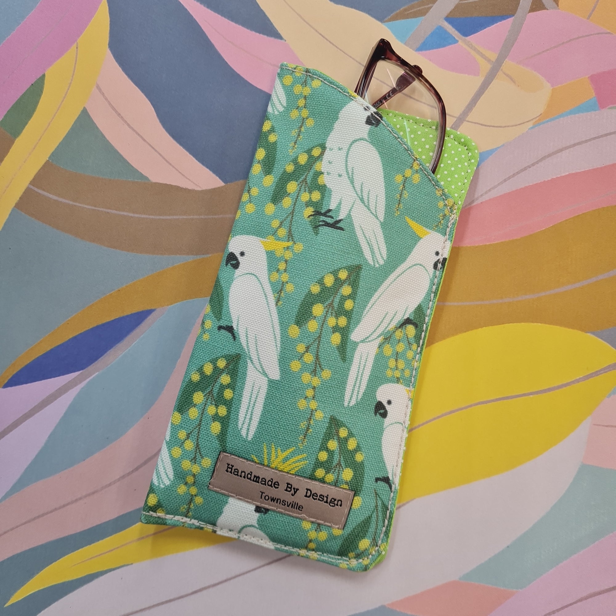Sunglasses case. Cockatoo.