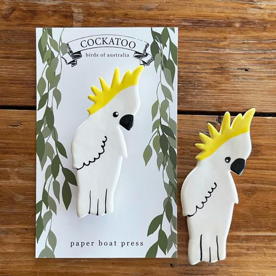 Cockatoo Ceramic Brooch