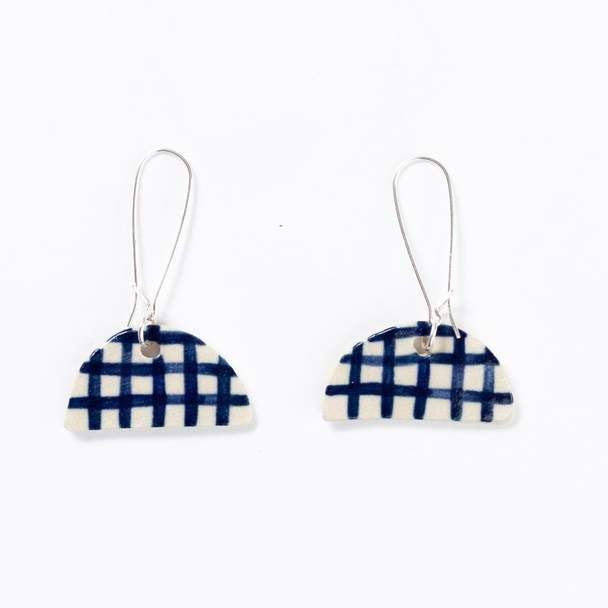 Shuh Creative Drop Earrings -Gingham  Half Moon