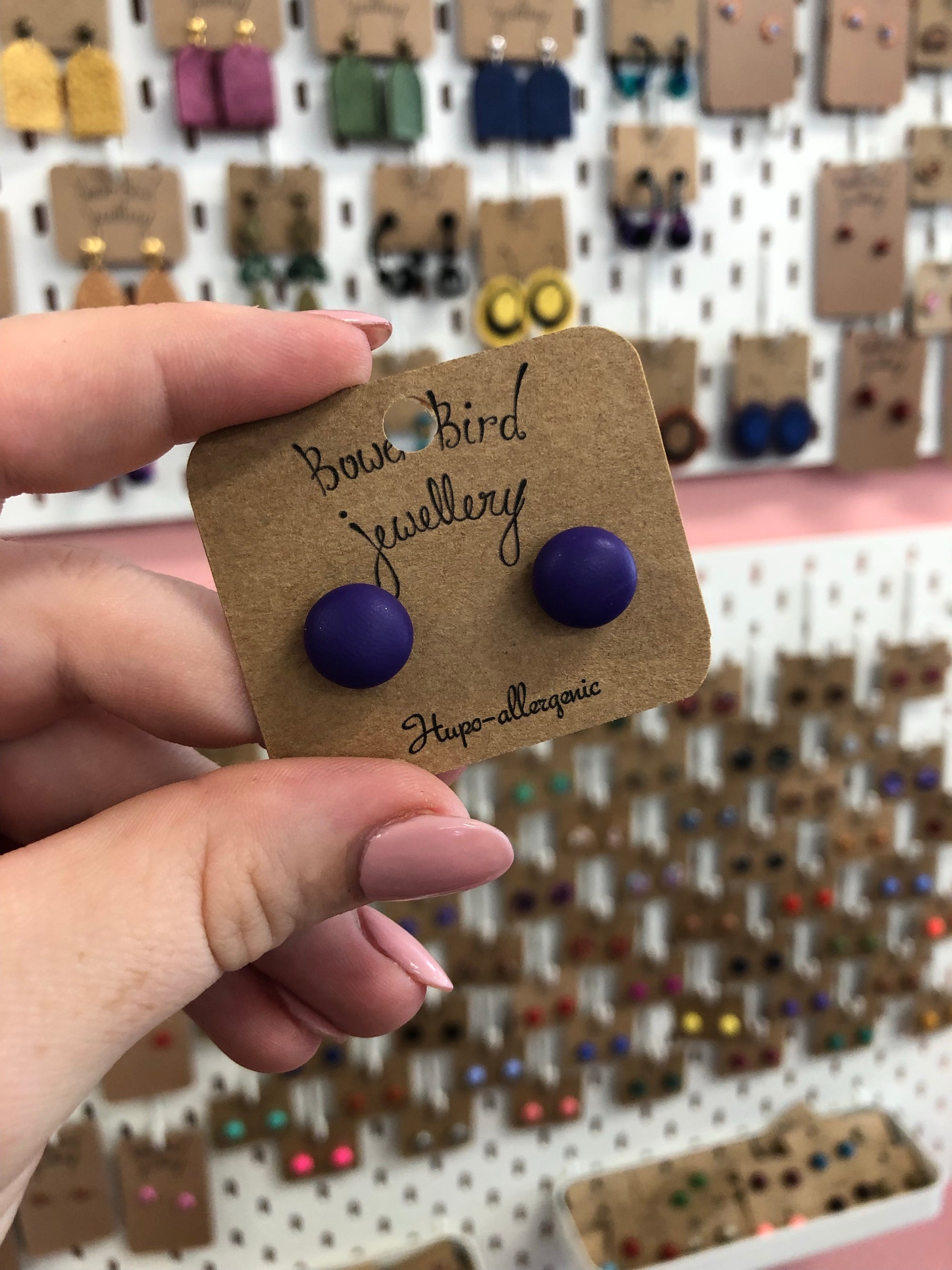 Bower Bird Clay Stud Earrings