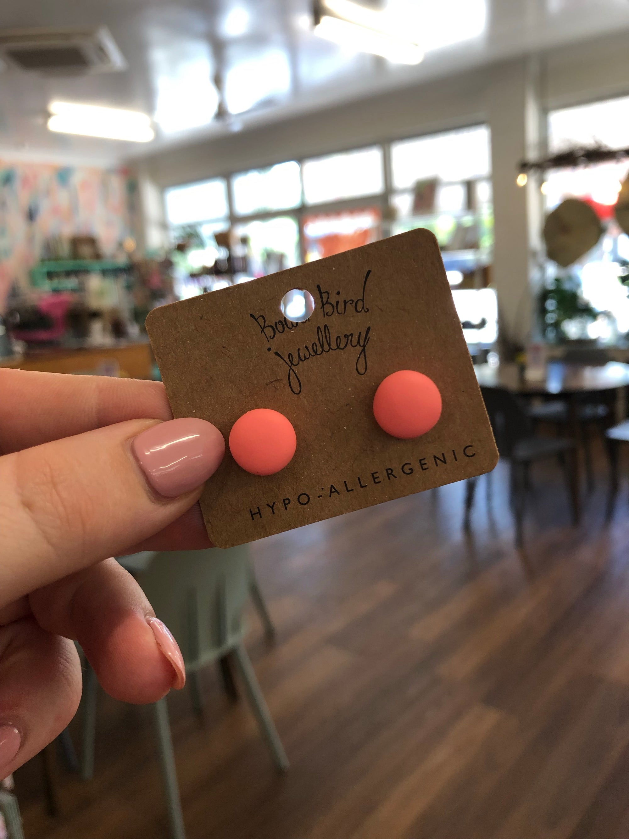 Bower Bird Clay Stud Earrings