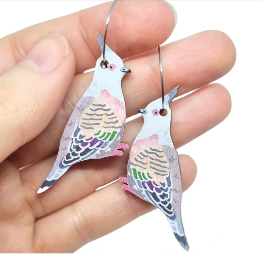 Crested Pigeon Earrings