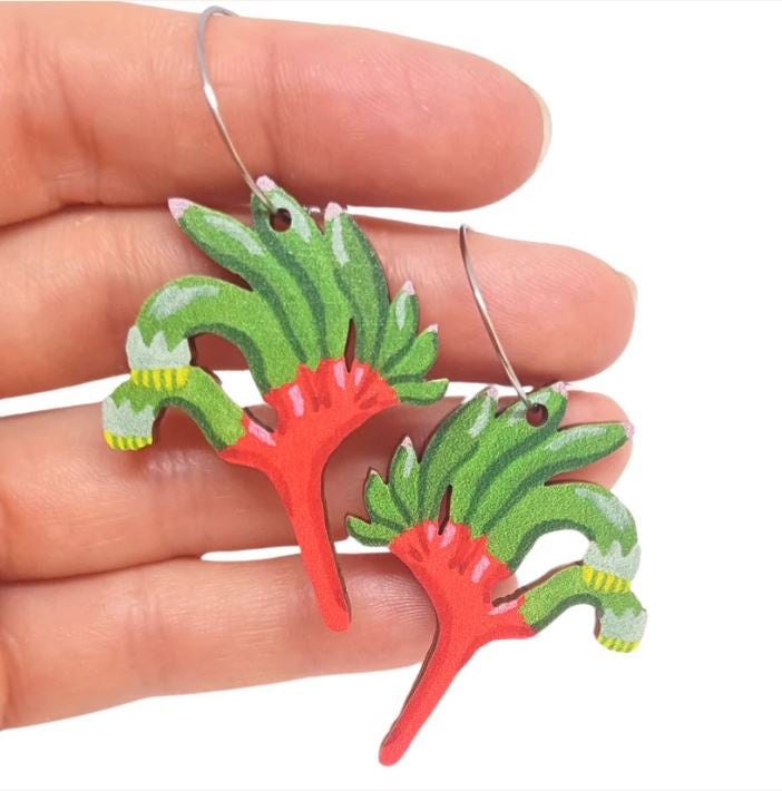 Kangaroo Paw Wooden Earrings
