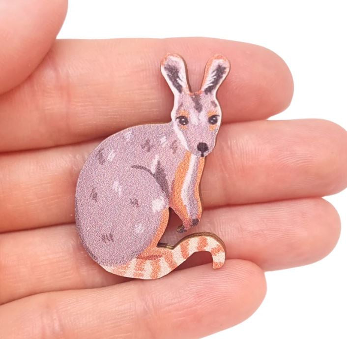 Rock Wallaby Wooden Earrings