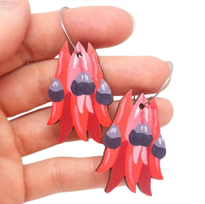 Sturt Dessert Pea Wooden Earrings