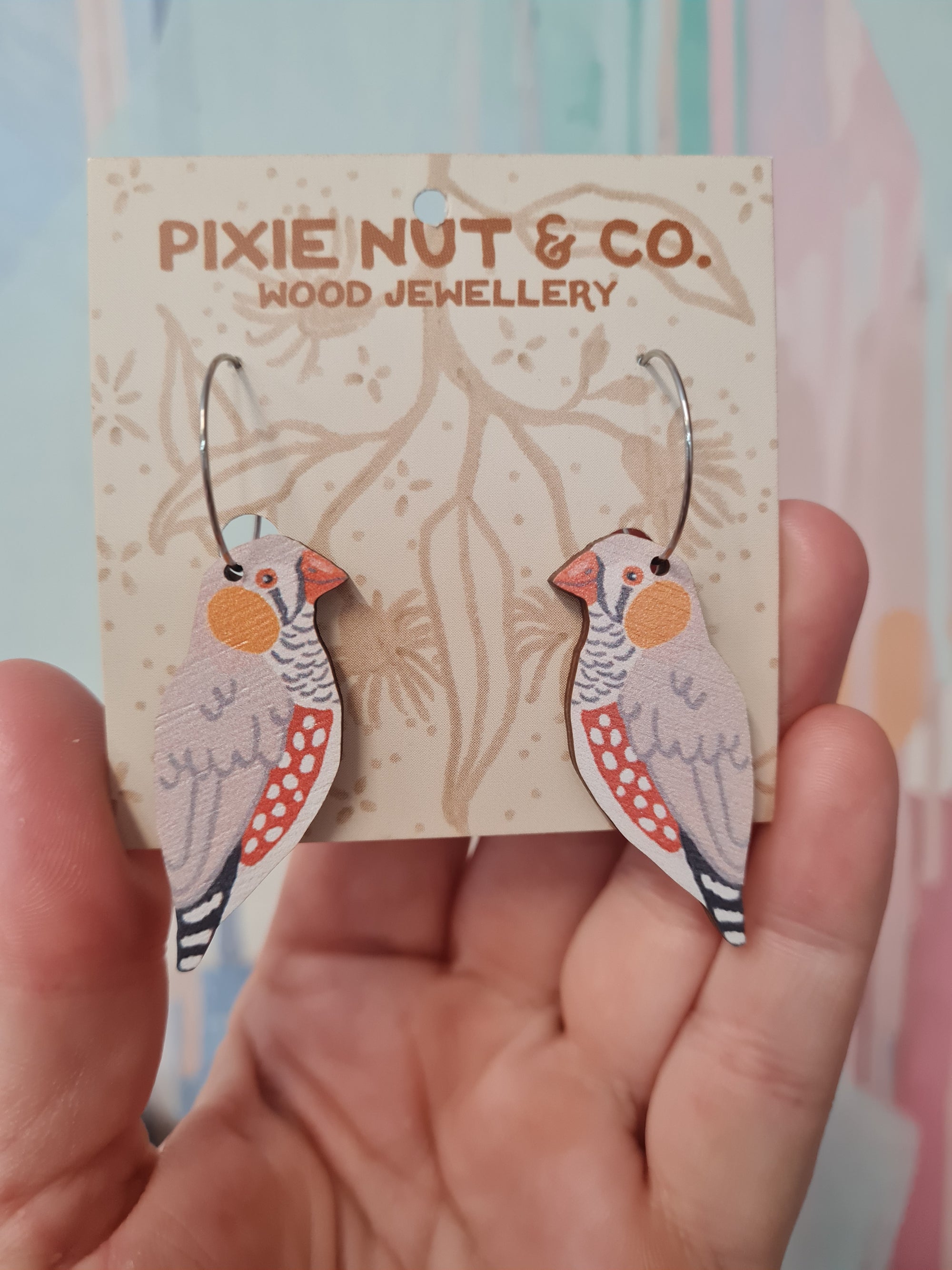 Pixie Nut Hoop Earrings Birds