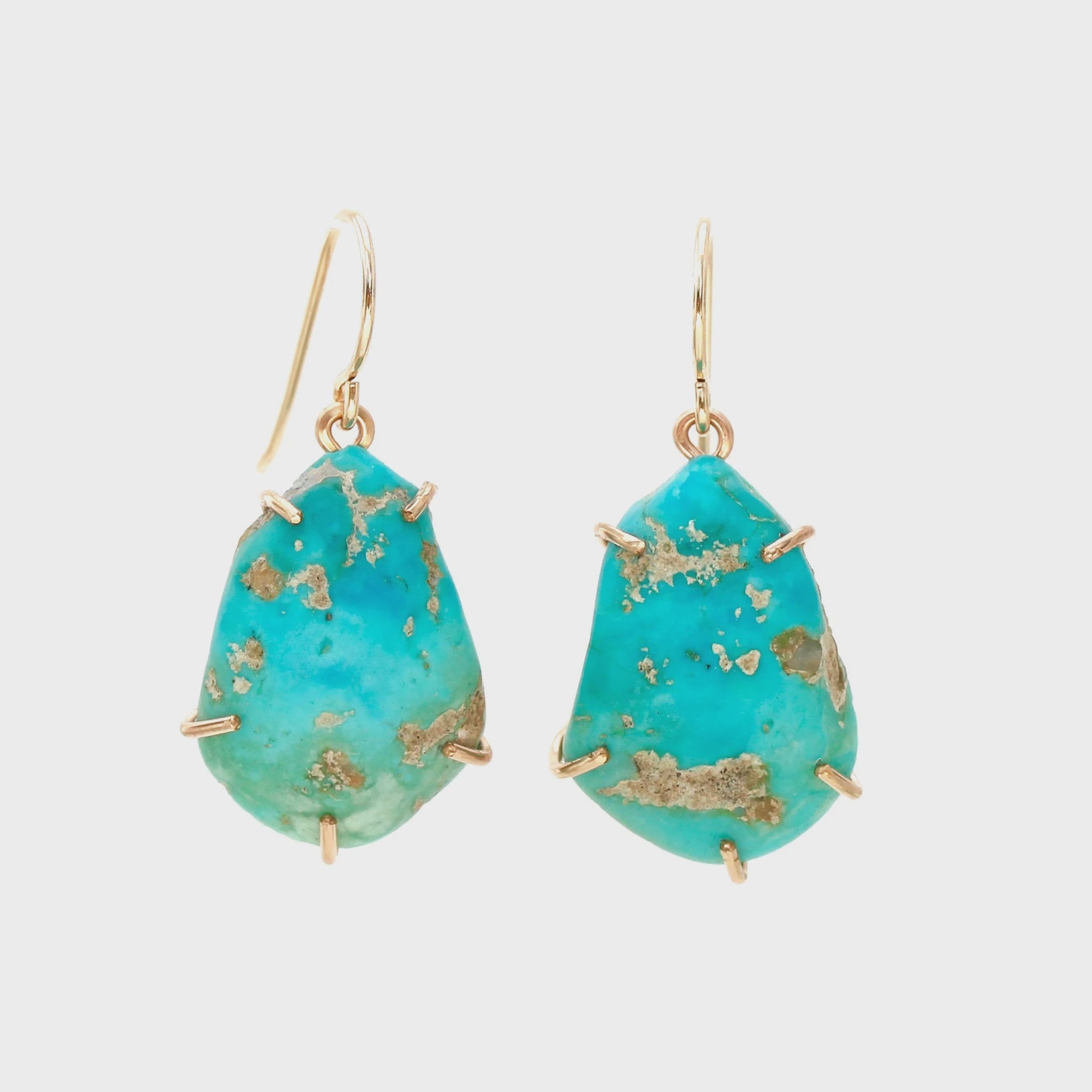 Turquoise Drop Earrings Gold Filled