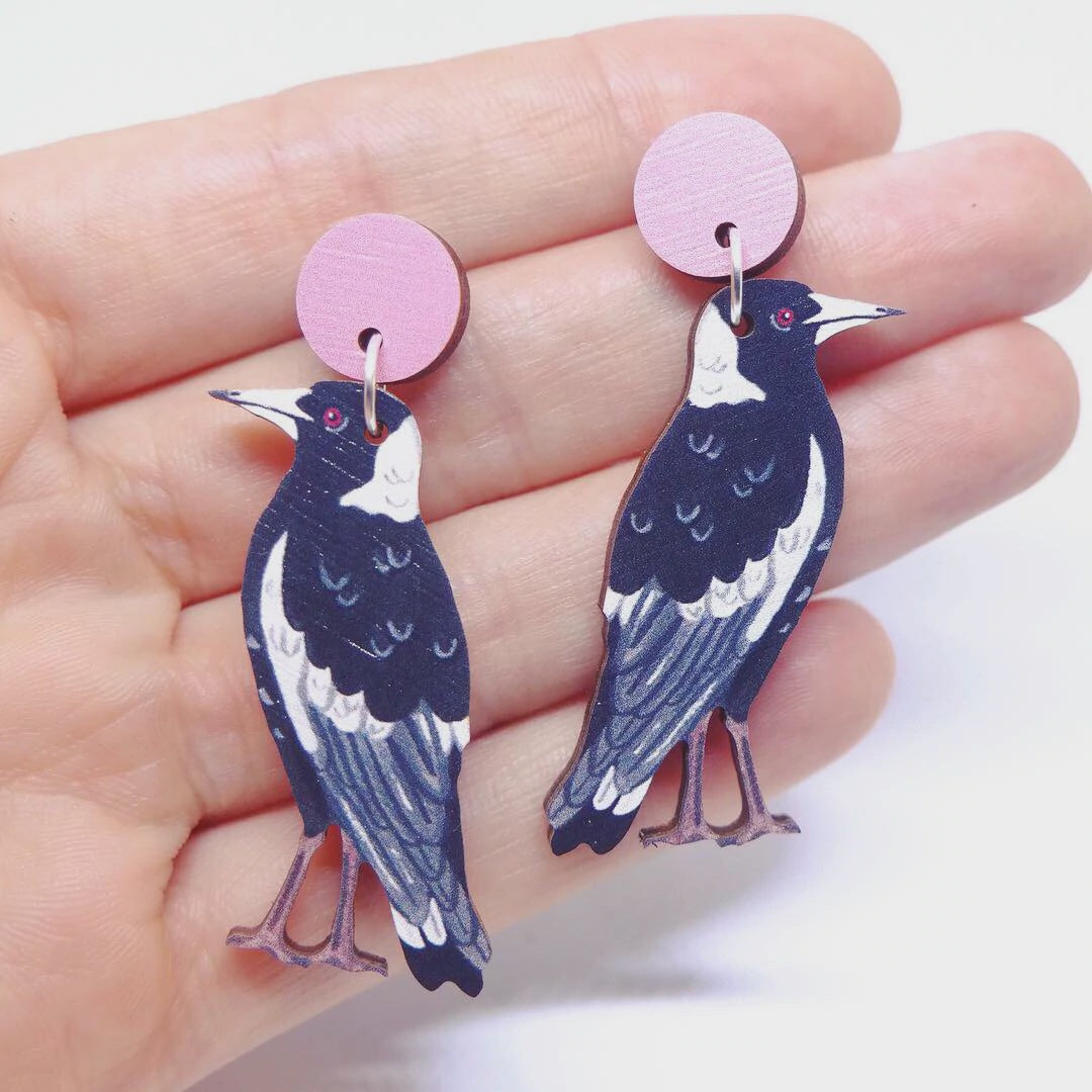 Magpie Wooden Earrings